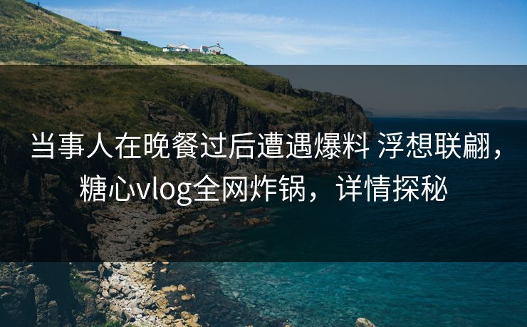 当事人在晚餐过后遭遇爆料 浮想联翩，糖心vlog全网炸锅，详情探秘