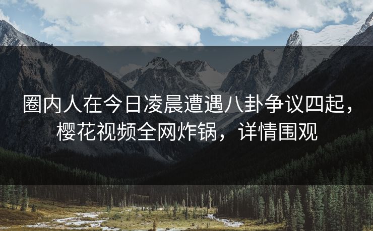 圈内人在今日凌晨遭遇八卦争议四起，樱花视频全网炸锅，详情围观
