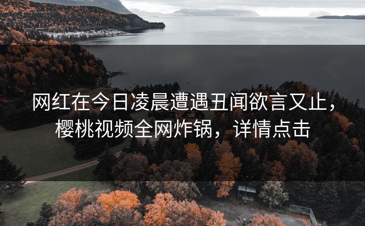 网红在今日凌晨遭遇丑闻欲言又止，樱桃视频全网炸锅，详情点击