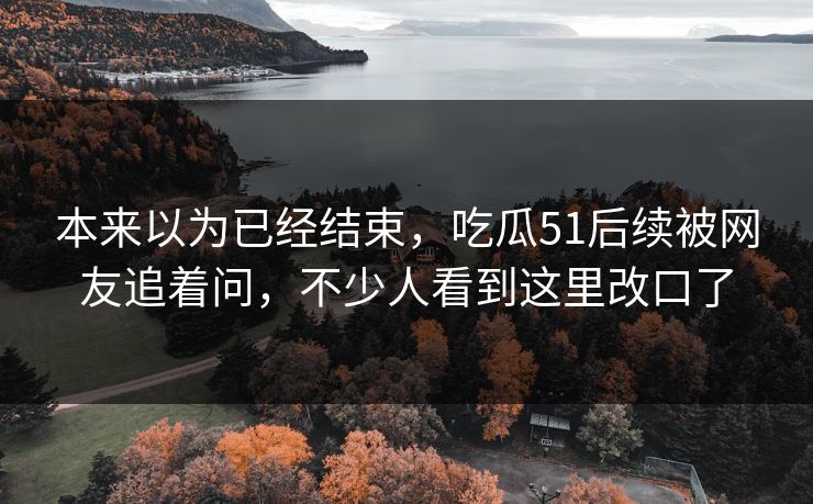 本来以为已经结束，吃瓜51后续被网友追着问，不少人看到这里改口了